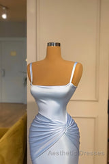 Gorgeous Long Blue Mermaid Graduation Dresses Fabulous Straps Evening Prom Dresses