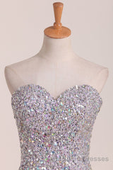 Gorgeous Mermaid Strapless Purple Beaded Long Evening Prom Dresses, Mermaid Purple Beaded Formal Evening Dresses, Purple Ball Gown