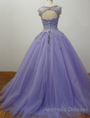 Gorgeous Quinceanera Dresses With Applique And Beadings, Purple Formal Gowns