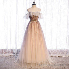 Gradient Tulle with Straps Sweetheart Party Dress, A-line Tulle Evening Dresses Prom Dress
