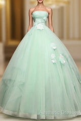 Green Tulle Lace Applique Long Evening Prom Dresses, Green Sweet 16 Dresses