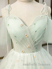 Green tulle short Evening Prom Dresses, green tulle homecoming Dresses