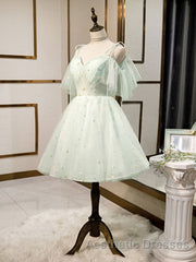 Green tulle short Evening Prom Dresses, green tulle homecoming Dresses