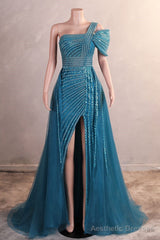 Sage Green Off Shoulder Mermaid Prom Dresses Luxurious Silver Bead Trumpet Formal Dresses