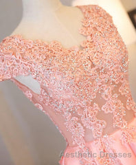 Custom Made V Neck Lace Long Evening Prom Dresses, Lace Evening Prom Dresses