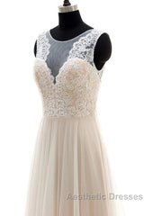 Lace Tulle A-line Floor Length Wedding Dresses