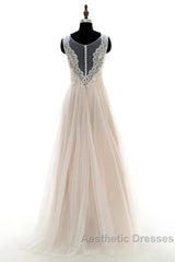 Lace Tulle A-line Floor Length Wedding Dresses