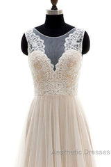 Lace Tulle A-line Floor Length Wedding Dresses