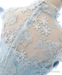 Light Blue Applique Short Prom Dress, Blue Homecoming Dress