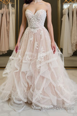 Light champagne tulle lace long Evening Prom Dresses champagne evening Dresses
