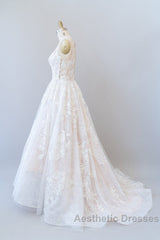 Long A-line Sweetheart Appliques Lace Tulle Wedding Dresses