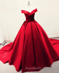Long Green Satin V-neck Ball Gowns Evening Prom Dresses Off The Shoulder