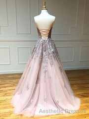 Long Lace Evening Prom Dresses with Corset Back, Long Lace Formal Evening Graduation Dresses
