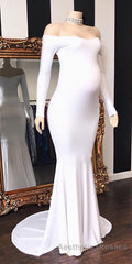 Long Mermaid Off-the-shoulder Pregnant Formal Evening Prom Dresses with Sleeves