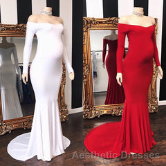 Long Mermaid Off-the-shoulder Pregnant Formal Evening Prom Dresses with Sleeves