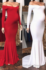 Long Mermaid Off-the-shoulder Pregnant Formal Evening Prom Dresses with Sleeves