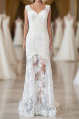 Long Mermaid Sweetheart Lace Backless Wedding Dresses