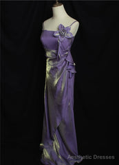 Lovely Straps Simple Long Party Dress, Vintage Style Floor Length Evening Dress