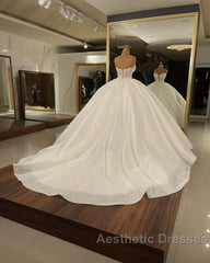 Luxury Long Ball Gown Sweetheart Glitter Wedding Dresses