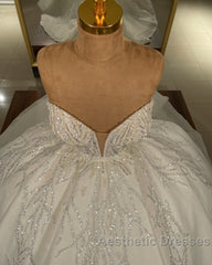 Luxury Long Ball Gown Sweetheart Glitter Wedding Dresses