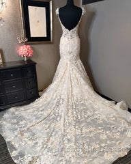 Luxury Mermaid Sweetheart Lace Backless Wedding Dresses