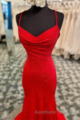 Mermaid Long Red Evening Prom Dresses with Rhinestones,Royal Blue Bodycon Dresses