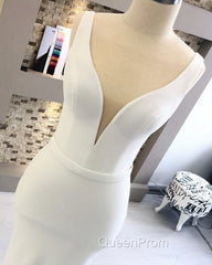 Mermaid Plunging Satin Wedding Dresses