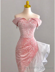 Mermaid / Trumpet Evening Prom Dresses Party Dresses Evening Prom Party Floor Length Sleeveless Off Shoulder Tulle with Pearls Sequin