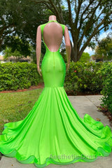 Mermaid V-neck Sequined Open Back Floor-length Sleeveless Lace Beading Evening Prom Dresses