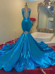 Modern Sequins Appliques V-Neck Sleeveless Long Mermaid Evening Prom Dresses