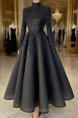 modest blue Evening Prom Dresses lace emroidery Evening Prom Dresses