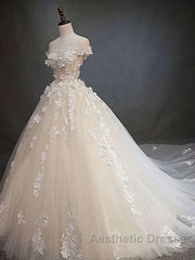 Off Shoulder Lace Long Evening Prom Wedding Dresses