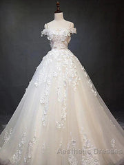 Off Shoulder Lace Long Evening Prom Wedding Dresses