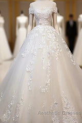 Off Shoulder Lace Long Evening Prom Wedding Dresses