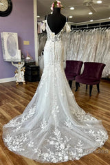 Off-The-Shoulder Appliques Straps Sweeping Long Wedding Dresses