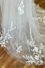 Off-The-Shoulder Appliques Straps Sweeping Long Wedding Dresses