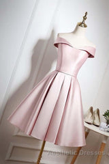 Off The Shoulder Pink Homecoming Dresses Short Evening Prom Dresses, Off Shoulder Graduation Dresses, Formal Dresses, Evening Dresses