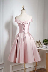 Off The Shoulder Pink Homecoming Dresses Short Evening Prom Dresses, Off Shoulder Graduation Dresses, Formal Dresses, Evening Dresses