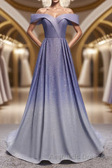 Off the Shoulder Purple Ombre Long Evening Prom Dresses, Off the Shoulder Purple Formal Evening Dresses with Corset Back
