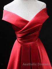 Off the Shoulder Red Long Evening Prom Dresses, Red Off Shoulder Long Formal Evening Dresses
