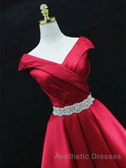 Off the Shoulder Short Burgundy Evening Prom Dresses, Short Wine Red Formal Graduation Homecoming Dresses