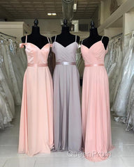 Off The Shoulder V-Neck Chiffon Bridesmaid Dresses Floor Length