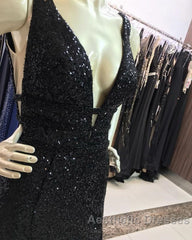 Ombre Mermaid V-Neck Court Train Evening Prom Sequins Dresses