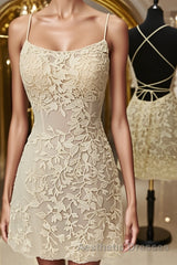 Open Back Short Yellow Lace Evening Prom Dresses, Short Backless Yellow Lace Formal Homecoming Dresses