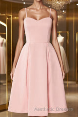 Pink satin short Evening Prom Dresses, pink homecoming Dresses