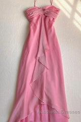 Pink Sheath Long Evening Prom Dresses Sweet Formal Party Dresses