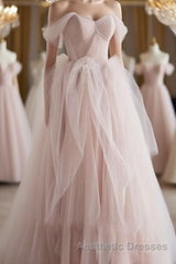 Pink sweetheart tulle long Evening Prom Dresses, pink tulle formal Dresses