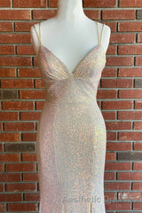 Stunning Straps Sequined Mermaid Long Evening Prom Dresses