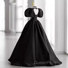 Princess Ball Gown Black Lace Long Evening Prom Dresses