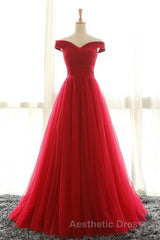 Beautiful Lavender Tulle Off Shoulder Long Formal Dresses, Beautiful Party Gowns